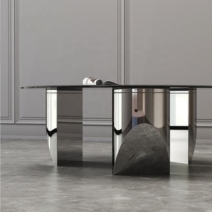 Bộ Đồ Nội Thất Hiện Đại Sang Trọng Chân Bằng Thép Không Gỉ Màu Đen Sáng Bóng Bằng Kính Cường Lực Nổi Trên Bàn Cà Phê Nhà Sản Xuất - Product Image 2