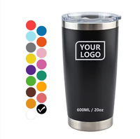Gobelets isothermes à double paroi en acier inoxydable avec logo personnalisé, 20 oz, revêtement poudré, pour café, voiture, voyage