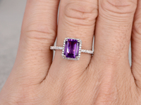 Bague de fiançailles en argent massif 925 avec améthyste améthyste verte et zircone cubique de qualité supérieure, bijoux en pierres précieuses