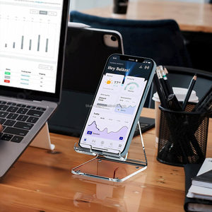 Dudukan ponsel akrilik penyangga Desktop baru 2024 seluler Promosi portabel transparan layar fitur jelas untuk ponsel