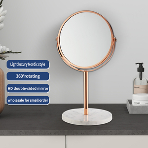 Miroir de table de maquillage double face de luxe rose doré cadre en fer miroir de courtoisie grossissant 5X - Product Image 2