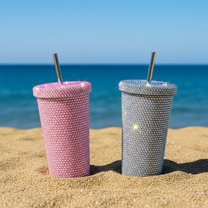 Prodotti Più Venduti del Momento 2026: Bicchiere con Strass e Stampa Mucca con Cannuccia - Product Image 1