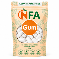 Chewing-gum sans sucre NFA, sans aspartame, à base d'xylitol, 55 pièces, 77 g, saveur naturelle, chewing-gum respectueux des dents