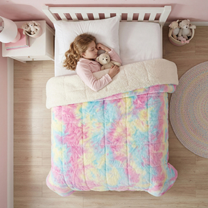 Couverture de lit en flanelle Sherpa réversible, douce, chaude et épaisse, personnalisée tie-dye, moelleuse et duveteuse, pour chambre de filles - Product Image 4