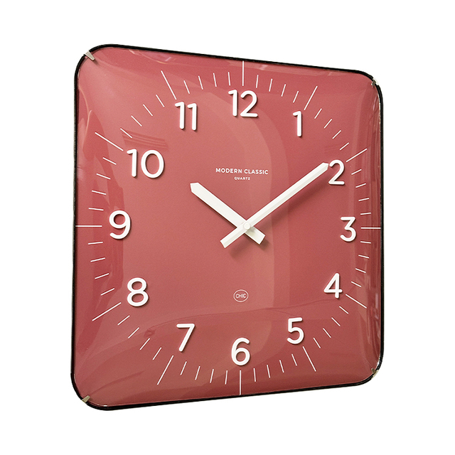 14 Inch Square Shape Hotel Quartz Wood Wall Clock Custom Novelty fancy Clocks Design for Living Room Reed Large Wall Clock