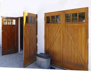 Porte de voiture en bois massif américain Porte de <span class=keywords><strong>garage</strong></span> sectionnelle à double battant 8x7 à rabat Portes de <span class=keywords><strong>garage</strong></span> pliantes coulissantes latérales manuelles - Product Image 1