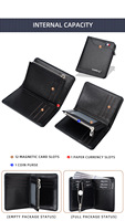 Dompet Pria Baellerry Model Baru, Tipis Minimalis, Fungsional, Lipat Tiga, Dompet Kartu Bisnis dengan Kantong Resleting, Desain Pendek dari Kulit PU