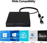 Unidad de disquete externa USB portátil FDD de 3.5 pulgadas y 1.44mb para computadora portátil, computadora de escritorio, para PC 10, 7, 8, Windows.