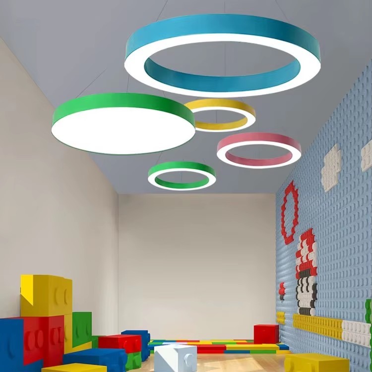 Restaurant bar Home Decoration Circle LED Linear Chandelier Office Ceiling 30w Circle Linear Light