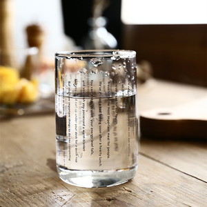 Vaso de agua de vidrio de borosilicato alto, transparente, alto y bajo, con letras en inglés, para el hogar, desayuno, leche, jugo, uso en la oficina - Product Image 2