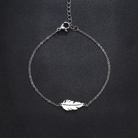 Design fahonin en acier inoxydable Unique or plume charme réglable lien chaîne Bracelet pour les femmes
