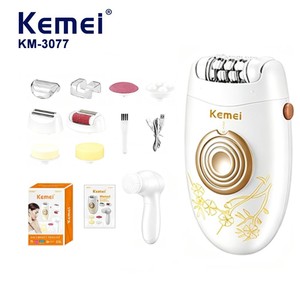 Épilateur électrique Kemei Km-3077 3 en 1, 5600 tr/min, 2 vitesses, lame en acier inoxydable, 450 mAh, rasoir pour poils du corps, outil de nettoyage du visage, ensemble complet - Product Image 1