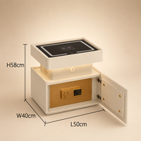 Mesita de Noche Inteligente Moderna y Lujosa con Caja Fuerte Oculta, Luz LED y Carga Inalámbrica para Dormitorio