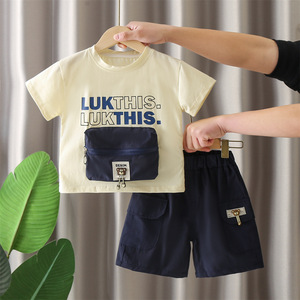 Conjunto de Ropa para Niño Estilo Coreano de Moda Verano 2025 con Camiseta de Manga Corta y Bolsillo Grande para Bebés de 1 a 5 Años - Product Image 5