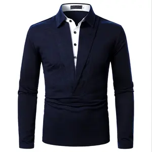 Camisa polo masculina manga longa, gola dupla, masculina, casual, slim, 2021