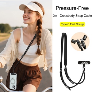Neckband Mobile Phone Strap Black Adjustable Cord With T-<b>Bar</b> Clip For <b>Secure</b> Carry - Product Image 2