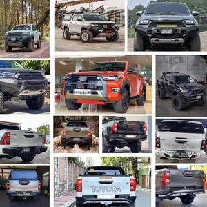 Parachoques delantero y trasero compatible Negro con luces cuadradas para 2007-2018 para parachoques trasero de acero Toyota Hilux Tiger - Product Image 5