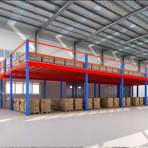 Système de rayonnage en acier à 5 niveaux, capacité de charge de 500 kg/m², étagères sans boulons, revêtement en poudre, accès par escalier pour le stockage en entrepôt - Product Image 1