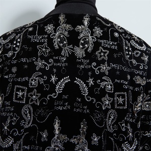 Clothing Manufacturers Custom Unisex Embroidered Rhinestone Sequin Zip up Bomber <strong>Jacket</strong> <strong>for</strong> <strong>Men</strong> - Product Image 5