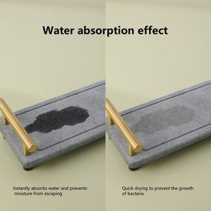 厂家直销硅藻泥快干石水槽托盘杯架杯垫吸水硅藻土浴室托盘带手柄 - Product Image 3