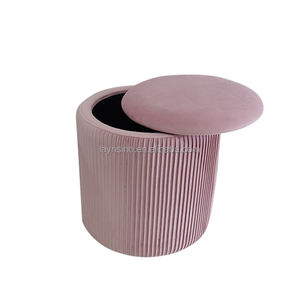 Жилая комната Спальня Мягкий пуф османка современные круглые розовые бархатные табуреты для хранения - Product Image 4
