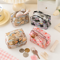 Trousse de Maquillage Transparente en PVC Motif Dessin Animé Mignon, Pochette Cosmétique Kawaii avec Fermeture Éclair Métallique, Organisateur de Voyage Étanche pour Articles de Toilette (Vente en Gros)