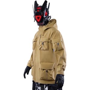 Chaqueta Cortavientos Impermeable FOXA Techwear Streetwear para Hombre, Otoño, Tela PU, Cuello Alto - Product Image 2