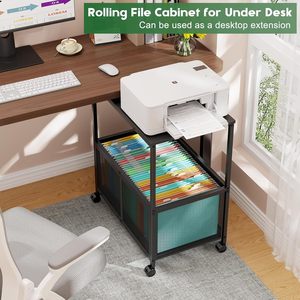 Rolling <b>file</b> cart with wooden tabletop, hanging <b>file</b> <b>organizer</b>, <b>file</b> cabinet <b>organizer</b>, printer holder - Product Image 4