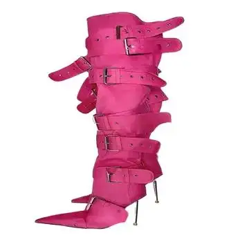 Cina brevetto all'ingrosso flessibile PU superiore maturo donne Sexy signora prezzo basso scarpe tacco alto belle ragazze stivali invernali