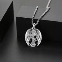 Collier pendentif croix aile de dragon en argent sterling 925, bijoux cool pour hommes, cadeau de fête punk