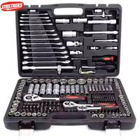 Ensemble d'outils professionnel de 216 pièces en acier durable pour mécanicien, clés à cliquet, tournevis pour la maison et les véhicules, étui inclus