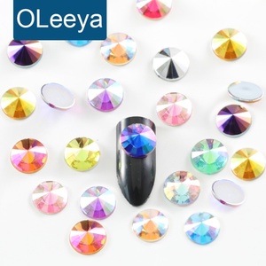 OLeeya Promotion Strass en plastique forme Rivoli à dos plat, pierre acrylique 4/5/6/10mm, strass en cristal à dos plat pour tissu et robe - Product Image 1