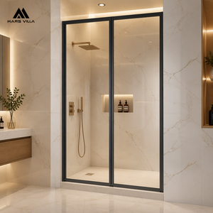Porte de <span class=keywords><strong>douche</strong></span> <span class=keywords><strong>coulissante</strong></span> réglable Mars Villa Factory Chine OEM 135-150x190 cm avec cadre noir mat – Fabrication - Product Image 4