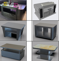 Table de bar robuste en acier inoxydable avec plateau en pierre frittée ou en verre et niche de rangement pour discothèque ou salon VIP