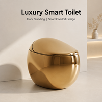 Toilette intelligente de luxe en céramique avec bidet intégré, siège chauffant, chasse d'eau automatique, séchoir à air chaud et bouclier anti-éclaboussures