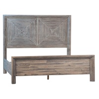 Antiker Stil Massivholz Plattform-Bettgestell Queen King mit Kopfteil
