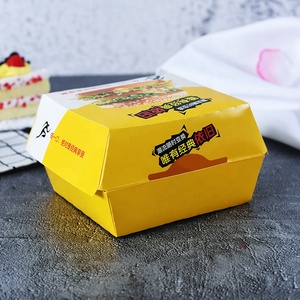 Custom Printed Disposable Hamburger Paper Box Oil Proof <b>Takeaway</b> Burger <b>Container</b> Recyclable Custom Logo Size Contact Us For Foo - Product Image 1