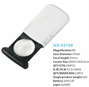 NO.93708 Loupe de lecture extractible 8X LED, loupe de poche à lentille acrylique ronde - Product Image 4