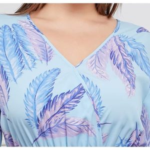 Robe de plage bohème à manches longues à imprimé floral pour femmes, col en V, coupe évasée, en mousseline de soie, robe de loisirs fluide - Product Image 3