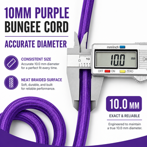 Cordon élastique violet de 10 mm, cordon antichoc, résistance à la rupture de 180 kg, pour la fermeur des barrières de tyrolienne, utilisation en extérieur - Product Image 6