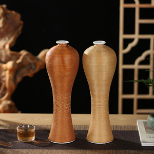 Bamboo Woven Vase Large Plum Shape Handmade Asian Zen Tea Room Decorative Ornament Gift - Product Image 5