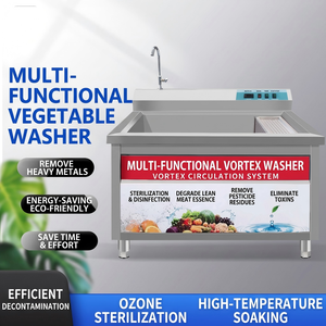 Machine de nettoyage des fruits et légumes en acier inoxydable 304, laveuse à bulles vortex, utilisation en cantine et restaurant - Product Image 2