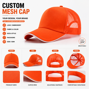 Unisex Mesh Trucker <b>Hats</b> 6-Panel Adjustable <b>Cap</b> Breathable Outdoor Casual <b>Hat</b> For Adults Spring Summer Wear - Product Image 2