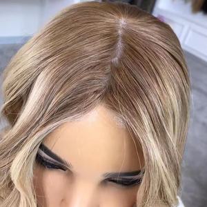 100% 欧洲处女人发定制Balayage金发犹太犹太丝绸基础上衣 - Product Image 3