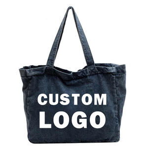 Bolso de mano portátil para pantalones vaqueros, bolso de compras clásico de mezclilla bordado personalizado para mujer, bolso de hombro grande y duradero - Product Image 6