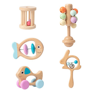 En gros Instrument de percussion en bois coloré, ensemble de 5 hochets de lit pour bébé, jouet musical apaisant - Product Image 4