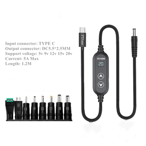 <span class=keywords><strong>C</strong></span>âble d'alimentation tressé USB-<span class=keywords><strong>C</strong></span> vers DC 100W avec mémoire de tension et 8 embouts DC pour ordinateurs portables, routeurs, <span class=keywords><strong>c</strong></span>âble USB-<span class=keywords><strong>C</strong></span> PD avec embouts adaptateurs DC - Product Image 2