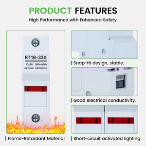 Base <span class=keywords><strong>de</strong></span> Fusible Térmico Cilíndrico <span class=keywords><strong>de</strong></span> 10*38 mm, Alta Capacidad <span class=keywords><strong>de</strong></span> Ruptura, para <span class=keywords><strong>Caja</strong></span> <span class=keywords><strong>de</strong></span> <span class=keywords><strong>Fusibles</strong></span> <span class=keywords><strong>de</strong></span> CC RT18-32 32A 1P 2P 3P 4P, Fabricación OEM - Product Image 2