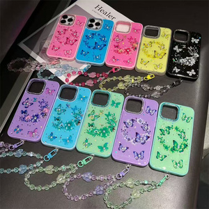 Pour <span class=keywords><strong>Redmi</strong></span> 15/15C/A5/K70E/<span class=keywords><strong>Note</strong></span> 14 13 Pro Plus/14C Étui de téléphone de protection d'objectif de luxe brillant en diamant de style papillon - Product Image 2