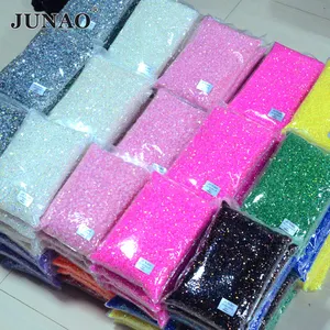 JUNAO Top Quality 2mm 3mm 4mm 5mm 6mm Jelly AB Crystals Round Nail Strass Flatback resina Strass per artigianato fai da te